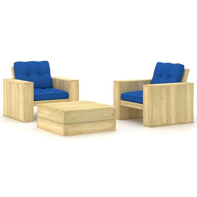 vidaXL 3-dielny záhradný sedací set s podložkami impregnovaná borovica