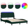 vidaXL Rám postele s LED bez matraca tmavozelený 140x190 cm zamat