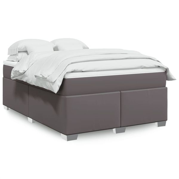 vidaXL Boxspring posteľ s matracom sivá 140x200 cm umelá koža