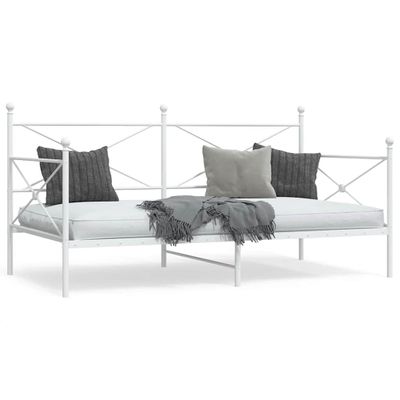 VidaXL Denná posteľ bez matraca Biela 100x200 cm Oceľ