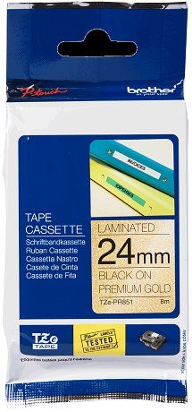 páska BROTHER TZePR851 čierne písmo, zlatá premium páska Tape (24mm)