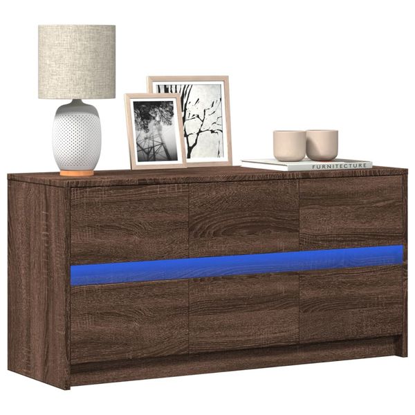 vidaXL TV stolík s LED hnedý dub 100x34x50 cm kompozitné drevo