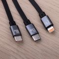 Forever 3v1 kábel USB - Lightning + 2x USB-C 1,2 m 100W čierny