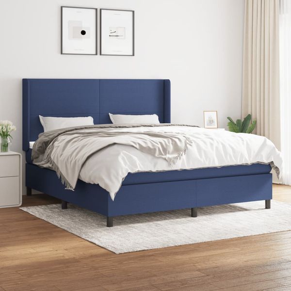 vidaXL Posteľný rám boxspring s matracom modrý 160x200 cm látka