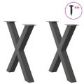 vidaXL Nohy k jedálenskému stolu v tvare X, 2 ks, antracitové, 80 x (72-73) cm, oceľ