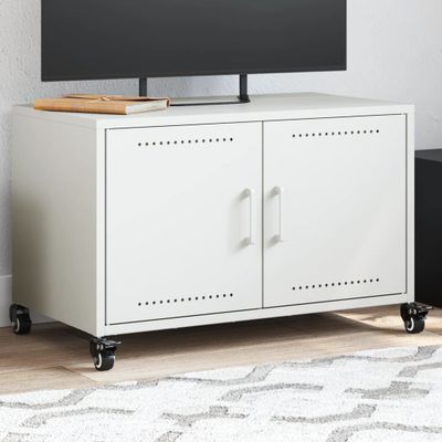 vidaXL TV skrinka biela 68x39x43,5 cm oceľ
