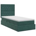 vidaXL Postel s úložným prostorem a matrací Tmavozelená 100 x 200 cm