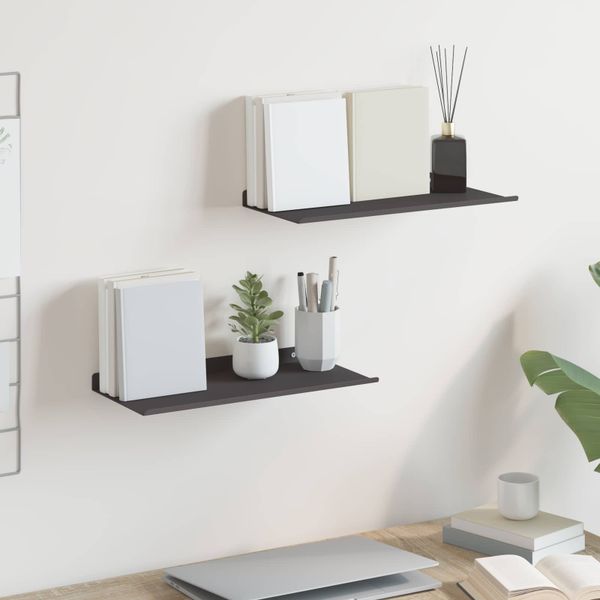 vidaXL Závesná polica Nástenný 2 pcs Čierny 40 x 17,5 x 2,5 cm Oceľ