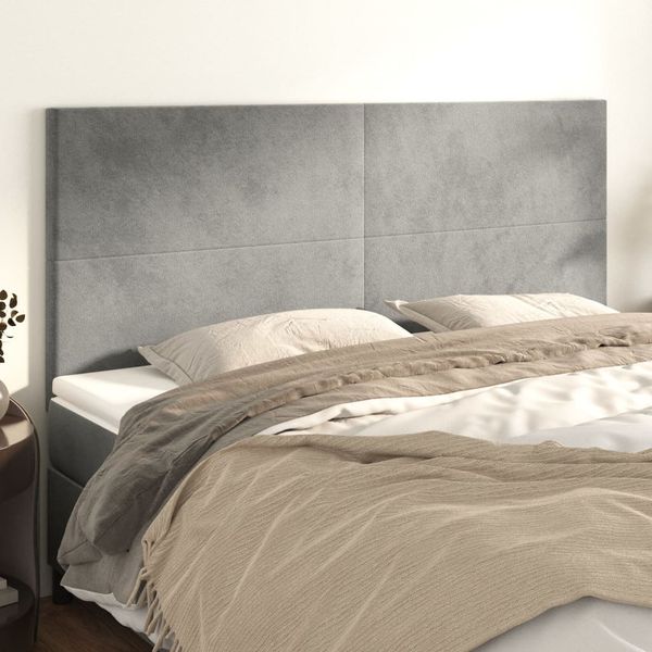vidaXL Čelo postele, svetlosivé, 200x5x118/128 cm, zamatové