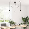 vidaXL Závesná lampa s 3 objímkami E27 čierna kovová