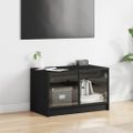 vidaXL TV skrinka so sklenenými dvierkami čierna 68x37x42 cm
