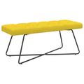 vidaXL Lavica s gombíkovým prešívaním Svetložltá 110 x 40 x 46 cm