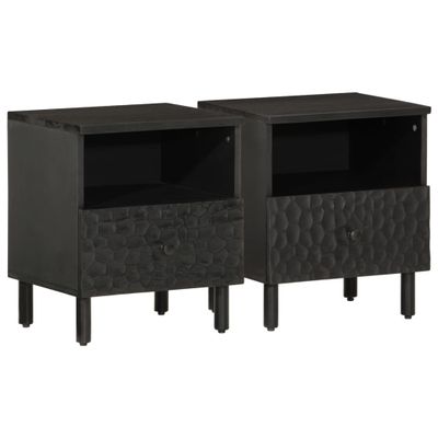 vidaXL Nočné stolíky 2 ks, čierne 40x33x46 cm, mangový masív