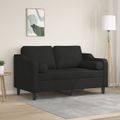 vidaXL 2-miestna pohovka s vankúšmi čierna 120 cm látka