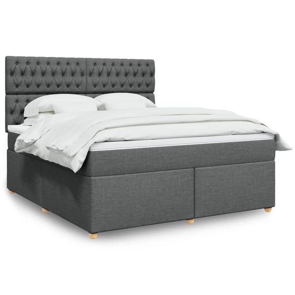 vidaXL Boxspring posteľ s matracom tmavosivá 180x200 cm látka