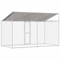 vidaXL Klietka pre psa s strechou Strieborná 400 x 200 x 256 cm