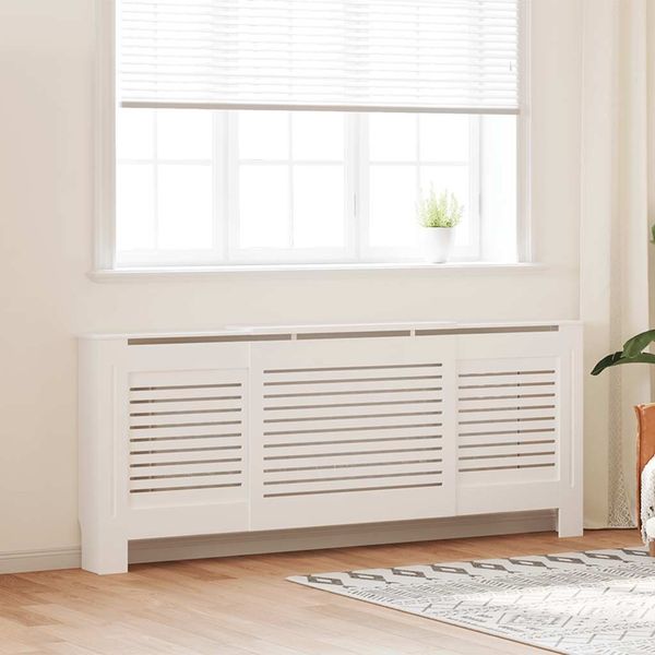 vidaXL Kryt na radiátor biely 205 cm MDF