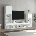 vidaXL 4-dielne TV nástenné skrinky s LED biele kompozitné drevo