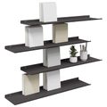 vidaXL Závesná polica 4 ks Čierny 80 x 18 x 2,5 cm Oceľ