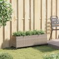 vidaXL Kvetináč s kolieskami 3 nádoby sivý 107x32x38 cm polyratan