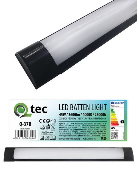 Q-37B 45W LED BATTEN LIGHT podlinkové svetlo - čierne QTEC 150cm