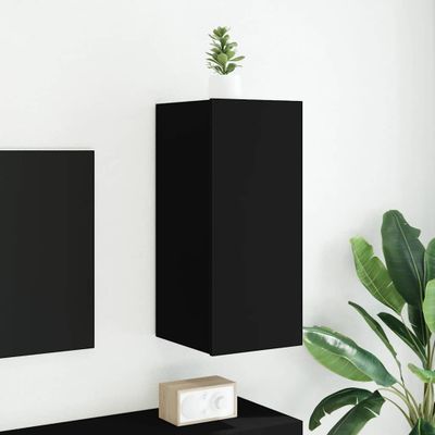 vidaXL TV nástenná skrinka s LED svetlami čierna 30,5x35x70 cm