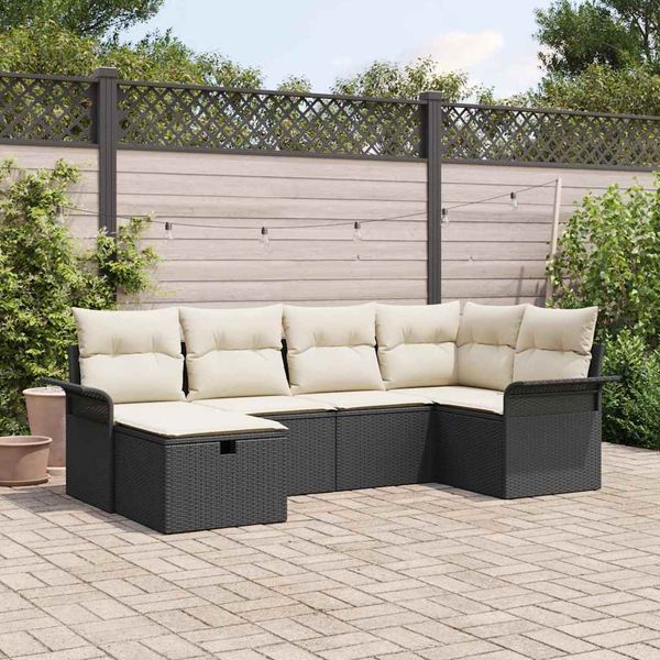 vidaXL Súprava záhradných pohoviek s vankúšom 6 pcs Poly ratan