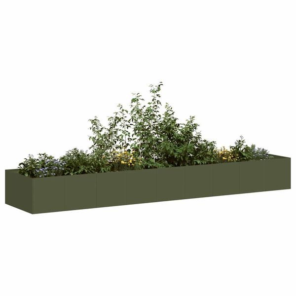 vidaXL Kvetináč olivovozelený 360x80x40 cm oceľ