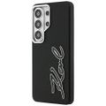 Puzdro Karl Lagerfeld so zrnitou štruktúrou Signature Metal Resin Logo pre Samsung Galaxy S26 Ultra čierne