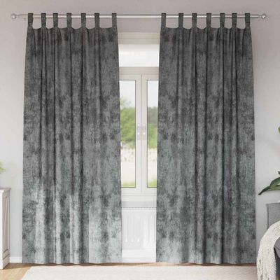 vidaXL Sametové závesy so záclonami 2 pcs Sivá 260 x 140 cm Zamat
