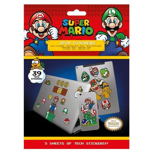 Sada vinylových samolepiek Super Mario - Mushroom Kingdom (39 ks)