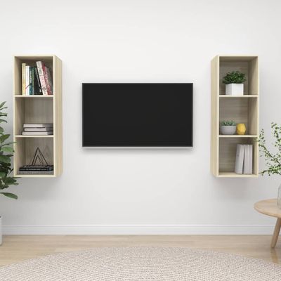 vidaXL Nástenné TV skrinky 2 ks, dub sonoma, kompozitné drevo