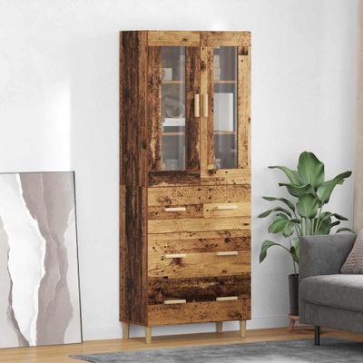 vidaXL Highboard so zásuvkou Staré drevo 69,5 x 34 x 180 cm