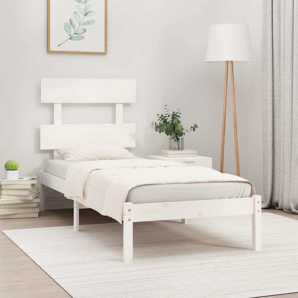 vidaXL Posteľný rám, biely drevený masív 75x190cm malé jednolôžko