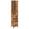 vidaXL Highboard Staré drevo 34,5 x 34 x 180 cm Kompozitné drevo