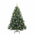 vidaXL Umelý vianočný stromček s 150 LED-i Zelená 150 cm PE a PVC