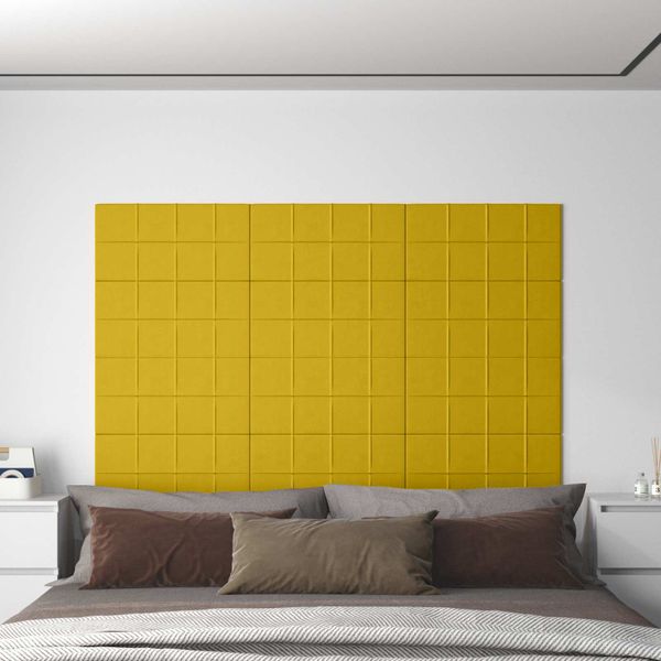 vidaXL Nástenný čelník 12 pcs Žltá 60 x 30 cm Zamat