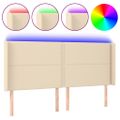 vidaXL Čelo postele s LED krémové 163x16x118/128 cm látka