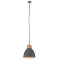 vidaXL Industriálna závesná lampa sivá železo a masívne drevo 46 cm E27