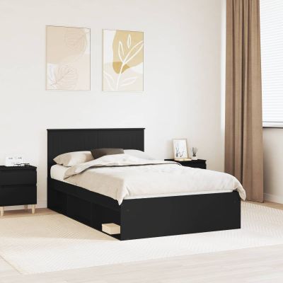 vidaXL Rám postele Čierna 120 x 190 cm Masívne borovicové drevo