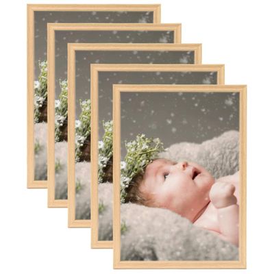 vidaXL Fotorámiky na stôl, koláž 5 ks, svetlý dub 10x15 cm