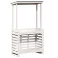 vidaXL Vonkajší barový stolík so strechou biely 112,5x57x195,5cm masív