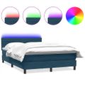 vidaXL Posteľný rám boxsping s matracom a LED tmavomodrý 140x210 cm zamat