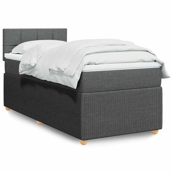 vidaXL Boxspring posteľ s matracom tmavosivá 90x200 cm látka
