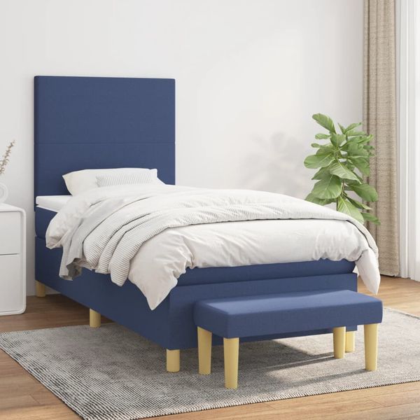 vidaXL Posteľný rám boxsping s matracom modrý 80x200 cm látka