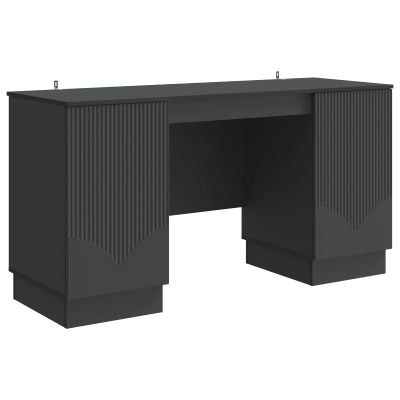 vidaXL Stôl s poličkou Čierna 142,5 x 50 x 75 cm Kompozitné drevo