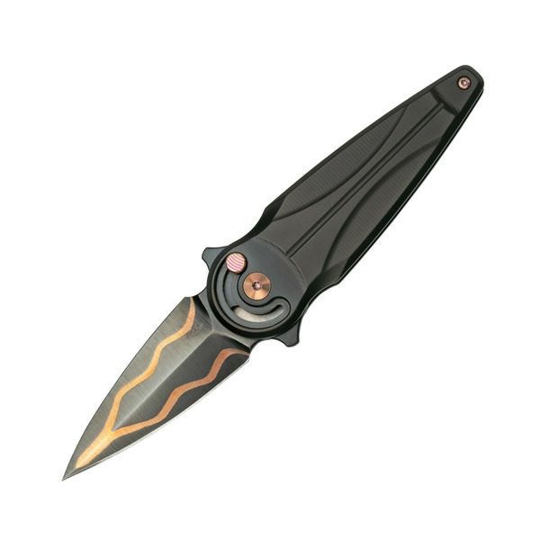 FOX knives FX-551 TiCOP SATURN vreckový nôž 6,5 cm, čierna, meď, titán
