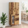 vidaXL Highboard Staré drevo 69,5 x 34 x 180 cm Kompozitné drevo