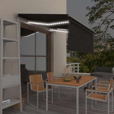 vidaXL Automatická markíza tienidlo&LED&senzor vetra antracitová