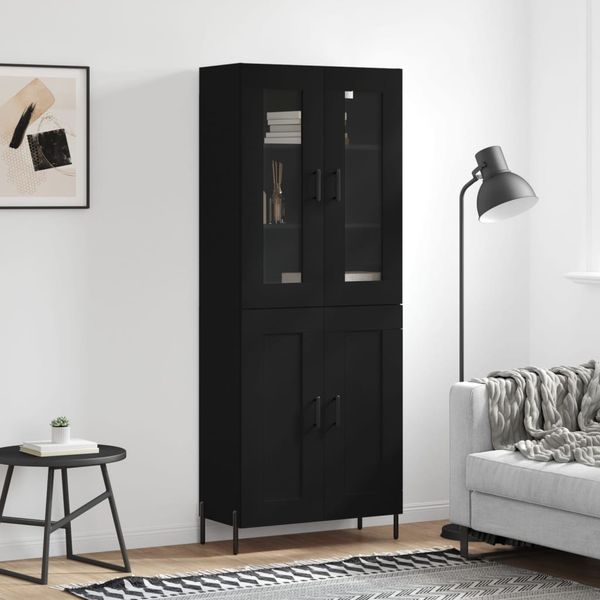 vidaXL Vysoká skrinka čierna 69,5x34x180 cm spracované drevo